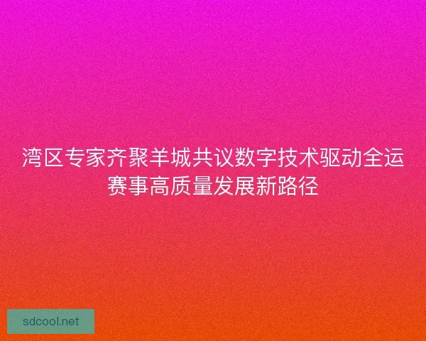 湾区专家齐聚羊城共议数字技术驱动全运赛事高质量发展新路径